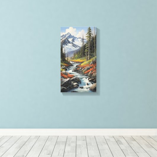 Mountain Stream Canvas Muurkunst (Insitu (Houten vloer))