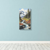Mountain Stream Canvas Muurkunst Afdruk (Insitu (Houten vloer))
