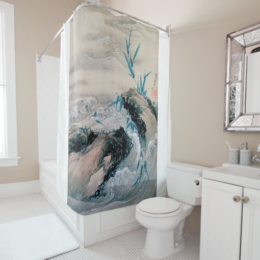 Mountain Stream, Hokusai Douchegordijn (In situ)