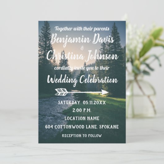 Mountain Stream huwelijksuitnodigingen Kaart (Staand voorkant)