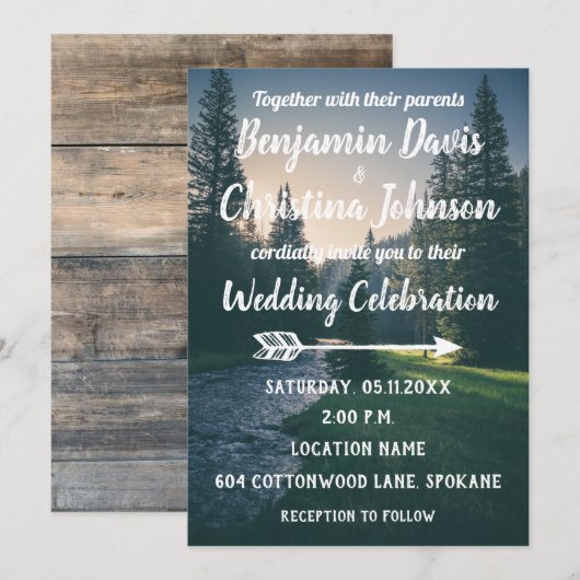 Mountain Stream huwelijksuitnodigingen Kaart (Voorkant / Achterkant)