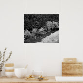 Mountain Stream in zwart-wit Poster (Keuken)