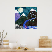 Mountain Stream Night Sangen Poster (Keuken)