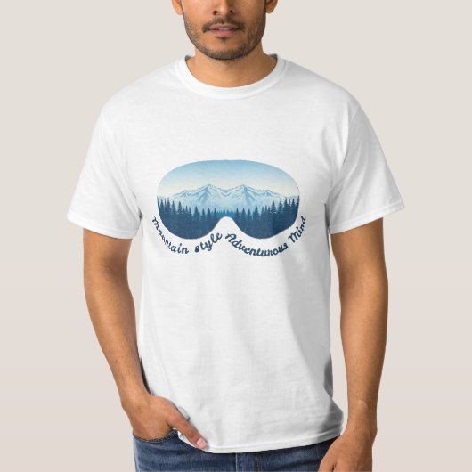 Mountain Style, Adventurous Mind: Ski Goggle T-shirt (Voorkant)