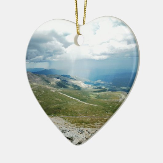 Mountain Sun Rays Keramisch Ornament (Links)