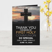 Mountain Sunrise, Eerste Heilige Communie Dank u Kaart (Gele Bloem)