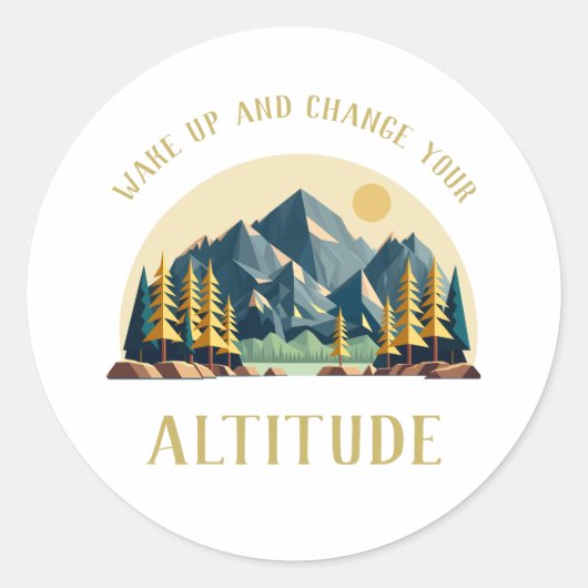 Mountain Sunrise Hiker Ronde Sticker (Voorkant)