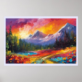 Mountain Sunrise kleurrijke impressionistische kun Poster