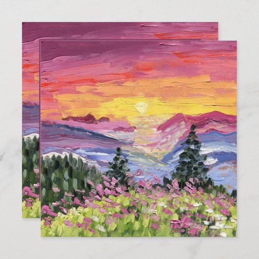 Mountain Sunrise met Wildbloemen (Voorkant / Achterkant)