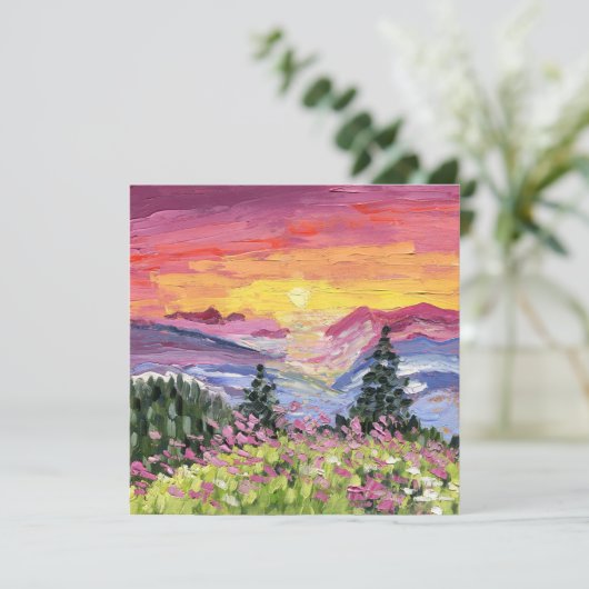 Mountain Sunrise met Wildbloemen (Staand voorkant)
