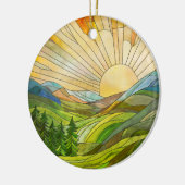 Mountain Sunrise Mozaïek Digitale Kunst Keramisch Ornament (Links)