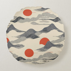 Mountain Sunrise-patroon Rond Kussen