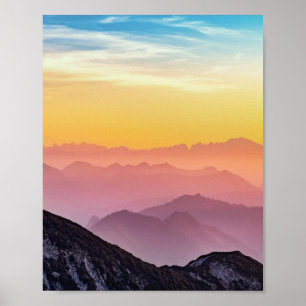 Mountain Sunrise Peaceful Colorful Inspirerend Poster