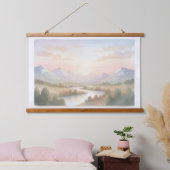 Mountain Sunrise Wall Art - Zachte pastel Waterver Hangend Wandkleed (Slaapkamer)