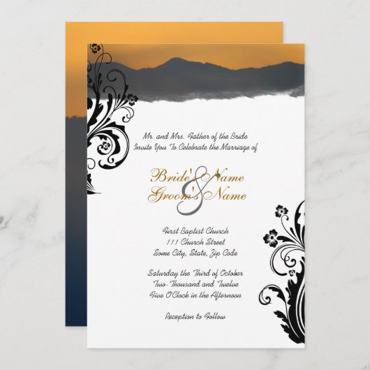 Mountain Sunrise Wedding Invitation Kaart (Voorkant / Achterkant)