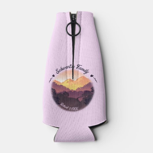  Mountain Sunset Boerderij Retraite Paarse Flesjeskoeler (Achterkant)