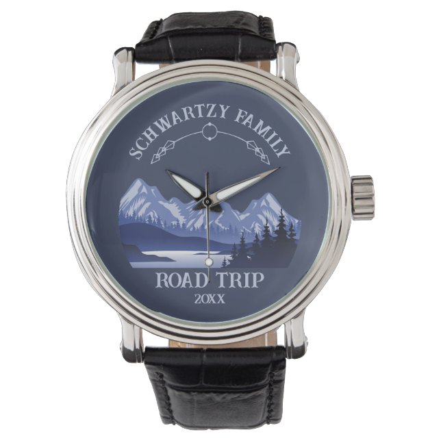  Mountain Sunset buitenmeer Retreat blauw Horloge (Voorkant)