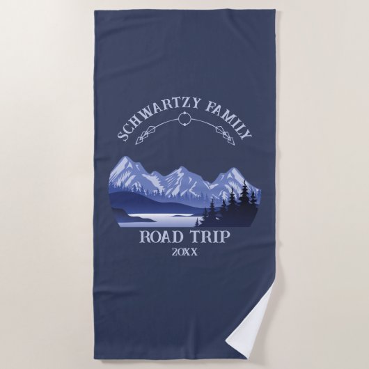  Mountain Sunset buitenmeer Retreat blauw Strandlaken (Voorkant)