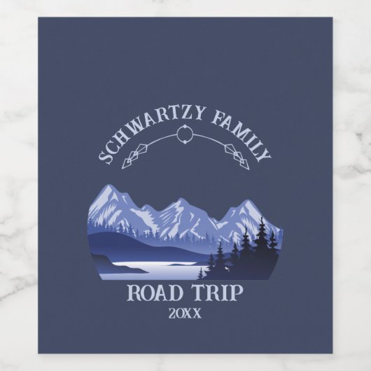  Mountain Sunset buitenmeer Retreat blauw Wijn Etiket (Enkel label)