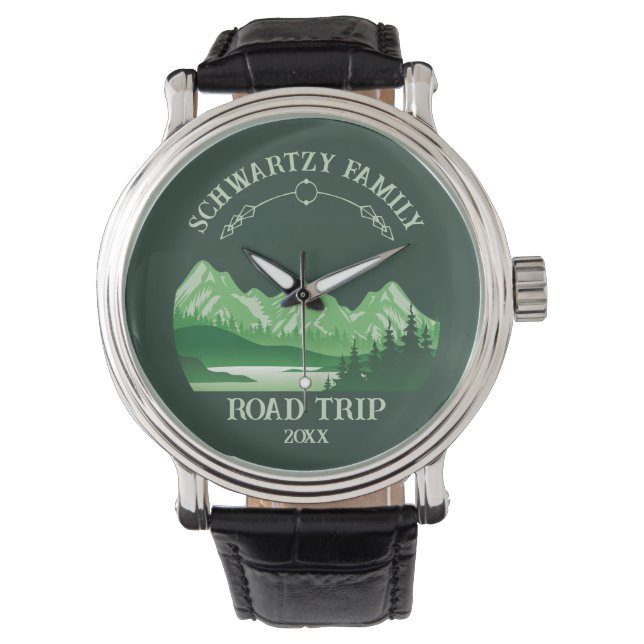  Mountain Sunset buitenmeer Retreat groen Horloge (Voorkant)