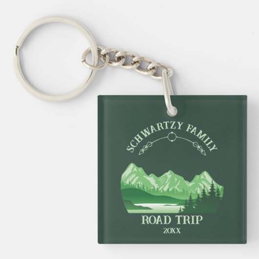  Mountain Sunset buitenmeer Retreat groen Sleutelhanger (voorkant)