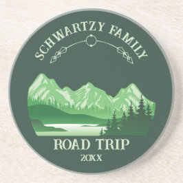 Mountain Sunset buitenmeer Retreat groen Zandsteen Onderzetter