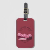 Mountain Sunset buitenmeer Retreat rood Bagagelabel (Voorkant (verticaal))