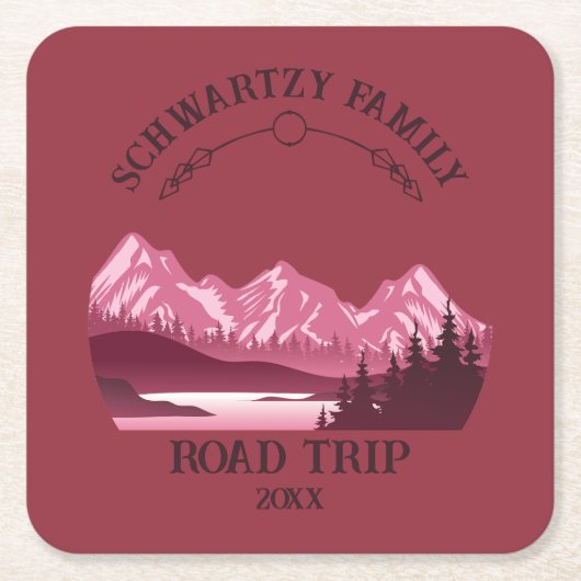  Mountain Sunset buitenmeer Retreat rood Kartonnen Onderzetters (Voorkant)