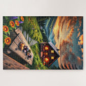 Mountain Sunset Cabin Serenity Puzzel Legpuzzel (Horizontaal)