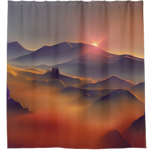 Mountain Sunset Douchegordijn (Voorkant)