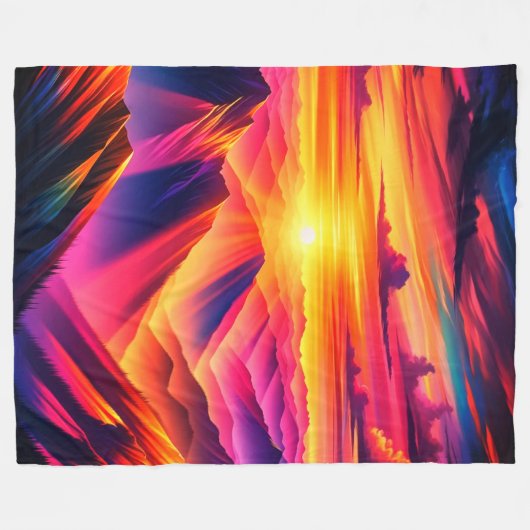 Mountain Sunset Fleece Deken (Voorkant (Horizontaal))