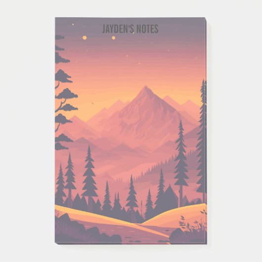 Mountain Sunset Forest Landschap Aangepast Post-it® Notes (Voorkant)