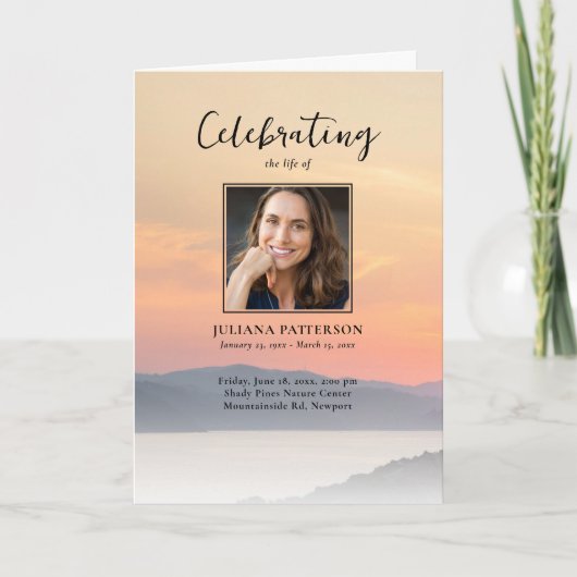 Mountain Sunset Foto's Viering van het leven Begra Programma (Voorkant)