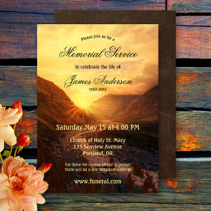 Mountain Sunset Funeral Memorial Service Kaart