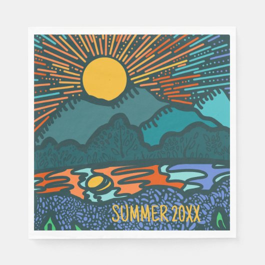 Mountain sunset gepersonaliseerde camping picknick servet (Voorkant)