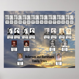 Mountain Sunset Golden Rays Foto Two Family Trees Poster