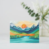  Mountain Sunset Lake Landscape Abstract Briefkaart (Staand voorkant)