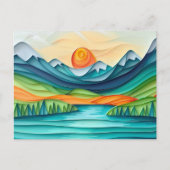 Mountain Sunset Lake Landscape Abstract Briefkaart (Voorkant)