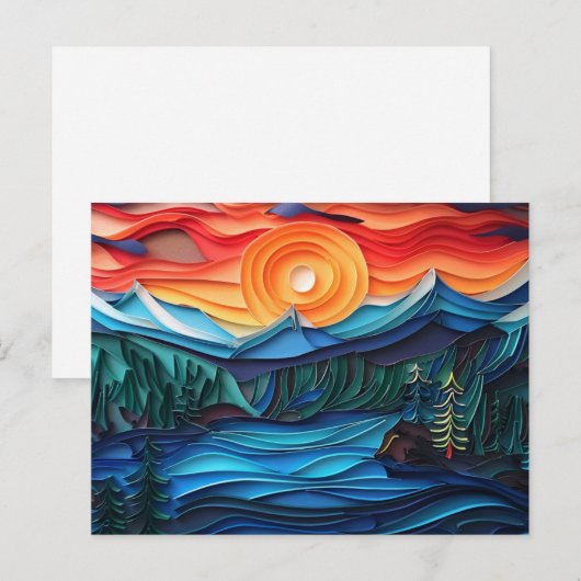  Mountain Sunset Lake Landscape Abstract Briefkaart (Voorkant / Achterkant)