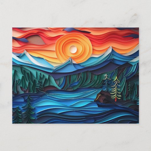 Mountain Sunset Lake Landscape Abstract Briefkaart (Voorkant)