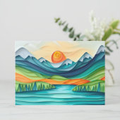 Mountain Sunset Lake Landscape Print of Digitaal Kaart (Staand voorkant)