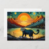 Mountain Sunset Lake Uitzicht Tijger Briefkaart (Voorkant / Achterkant)