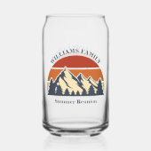 Mountain Sunset Log Cabin Aangepaste familiereünie Blikvorm Glas (Achterkant)