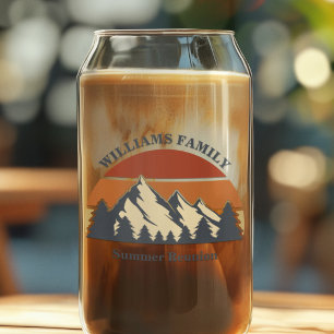 Mountain Sunset Log Cabin Aangepaste familiereünie Blikvorm Glas