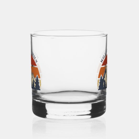 Mountain Sunset Log Cabin Aangepaste familiereünie Whisky Glas (Links)