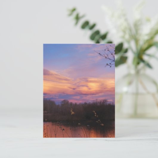 Mountain Sunset op Pond Briefkaart (Staand voorkant)