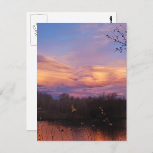 Mountain Sunset op Pond Briefkaart (Voorkant / Achterkant)