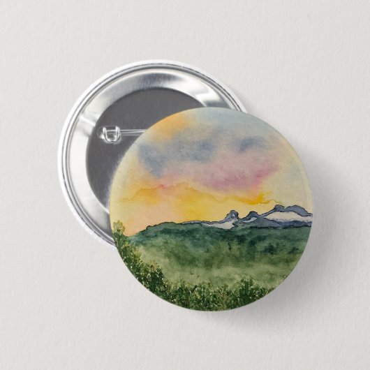 Mountain Sunset Pin Ronde Button 5,7 Cm (Voorkant /achterkant)