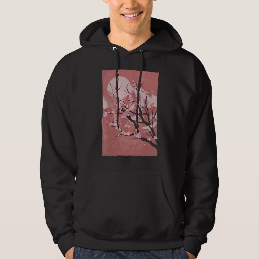 Mountain Sunset Pink Flower Japan Sakura Cherry Bl Hoodie (Voorkant)