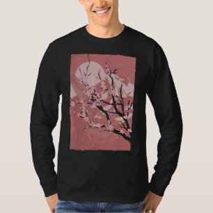 Mountain Sunset Pink Flower Japan Sakura Cherry Bl T-shirt